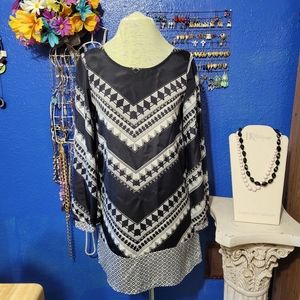 Black, Geometric Print, Almost Famous,  Sheath Dress Size Small